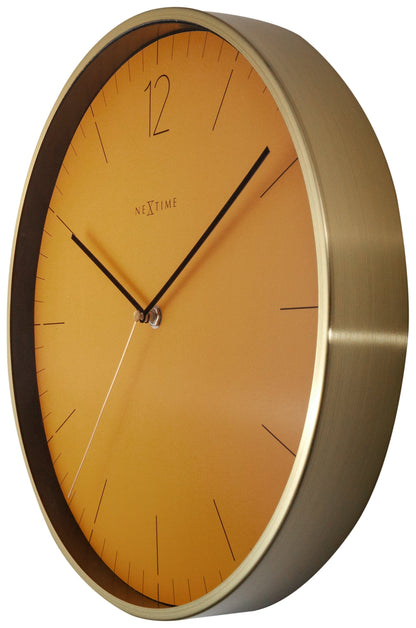 Vintage NeXtime Clocks wall clock, 34 cm with glass and metal, featuring an essential gold finish and classic design.