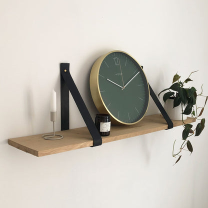 Vintage NeXtime Clocks 34 cm glass and metal wall clock with a gold finish, featuring a classic design and clear time display.