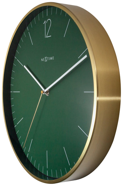 NeXtime Clocks vintage wall clock, 34 cm with glass and metal, featuring a gold finish and classic design.