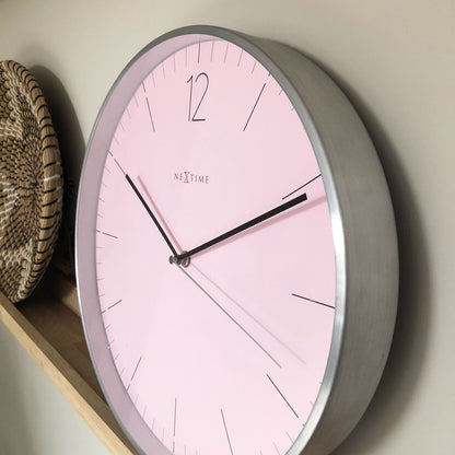 Wall clock -  34 cm - Glass / Metal - Elegant 'Essential Silver'