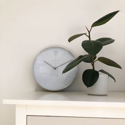 Wall clock -  34 cm - Glass / Metal - Elegant 'Essential Silver'