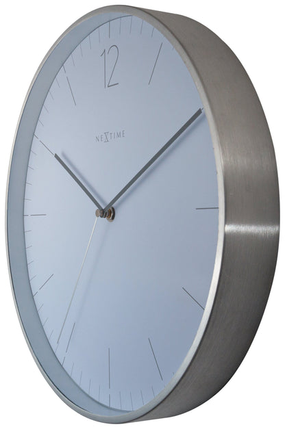Wall clock -  34 cm - Glass / Metal - Elegant 'Essential Silver'