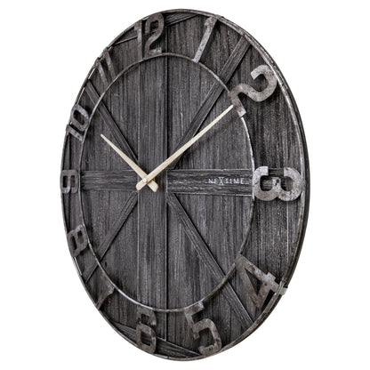 Large wall clock - 50cm - Silent - Wood - Metal - "York"