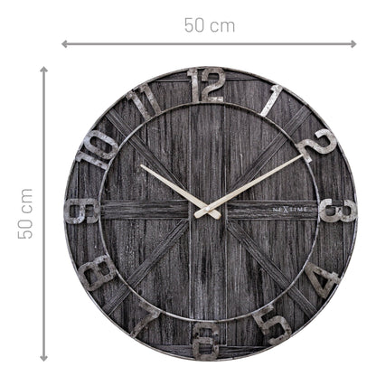 Large wall clock - 50cm - Silent - Wood - Metal - "York"