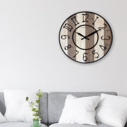 Large Wall Clock - 50cm - Silent - Wood  Metal - "Oxford"