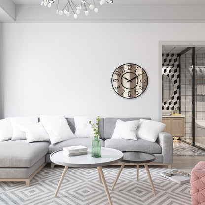 Large Wall Clock - 50cm - Silent - Wood  Metal - "Oxford"