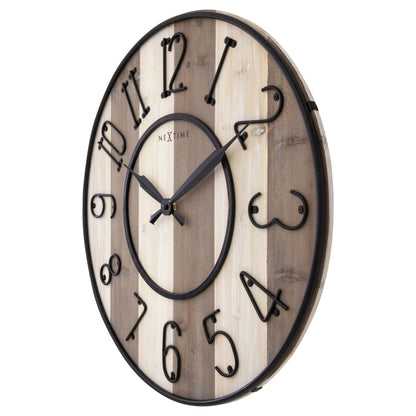 Large Wall Clock - 50cm - Silent - Wood  Metal - "Oxford"