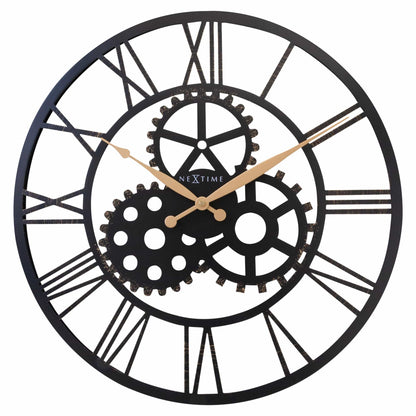 NeXtime Birmingham Roman wall clock, 50cm metal clock with silent mechanism, large decorative timepiece for wall decor.