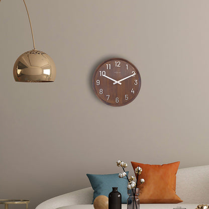 Large wandklok van NeXtime, 50cm, silent uurwerk met houten en metalen elementen, model "Precious" op muur weergegeven