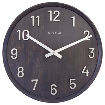 Large wandklok van 50cm van NeXtime met houten en metalen elementen, stille werking, model "Precious" voor aan de muur