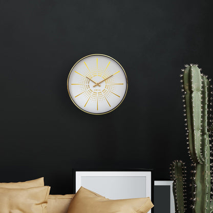 Slaapkamerwandklok van 40cm van metaal, stil, zwart en wit design, NeXtime Clocks Excentric muurklok.