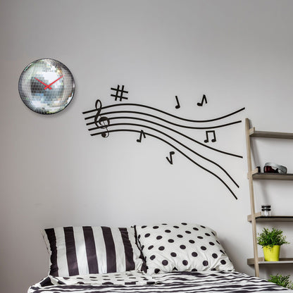NeXtime Clocks 35cm silent wall clock with dome glass and disco ball design, showcasing a reflective, stylish timepiece.