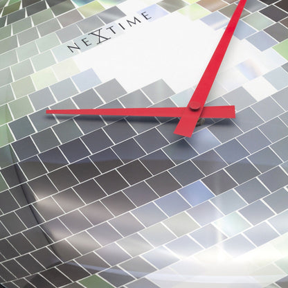 NeXtime Clocks wall clock, 35cm silent dome glass design with disco ball pattern, stylish home decor timepiece