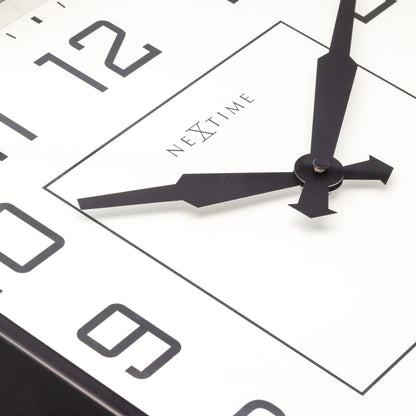 NeXtime Clocks Be Square wall clock, 35x35cm, silent metal Arabic design with modern square frame, detailed close-up image
