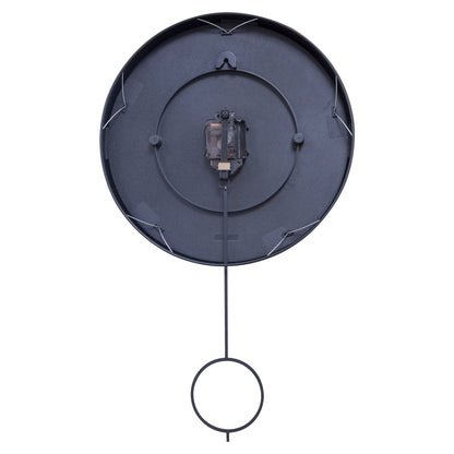 Wall clock 35x60x5cm - Pendulum - Black-Metal - "Loop"