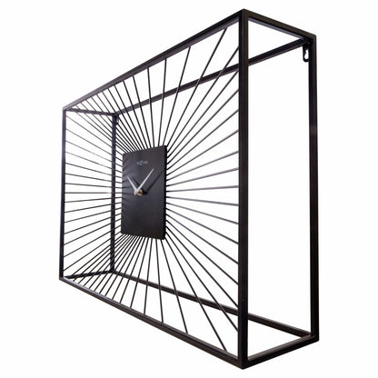 Large Wall Clock 70x45x15cm - Silent - Black - Metal - "Vasco"