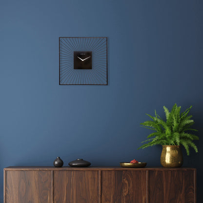 Black metal Vasco Square wall clock, 45x45x15cm, silent movement with modern design by NeXtime Clocks.