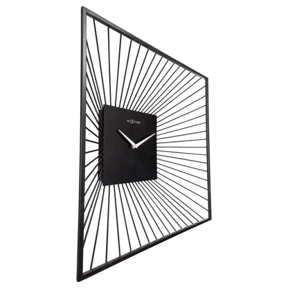 Black NeXtime Vasco Square wall clock, 45x45x15cm, metal frame, silent movement, modern square design.