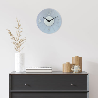 NeXtime Clocks Dali Round wall clock with 43cm glass frosted and mirror finish, silent movement, modern round design.
