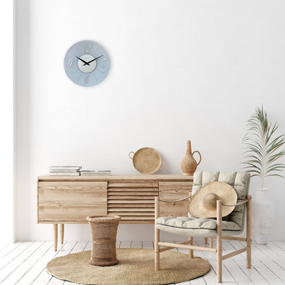 NeXtime Clocks Dali Round 43cm wall clock with frosted glass, mirror accents, and silent operation, ideal for modern interiors.