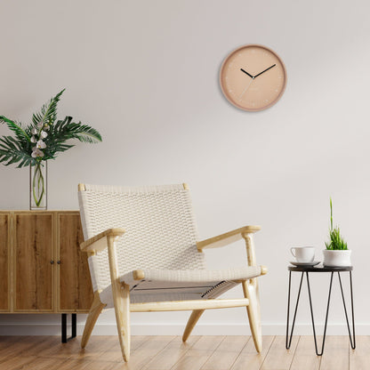 NeXtime Clocks Berlin wall clock, 30cm silent aluminium clock with modern design, showing a sleek interior setting.