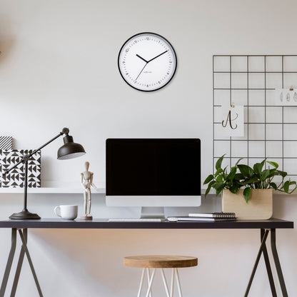 NeXtime Clocks Berlin wall clock, 30cm, silent aluminium design with black hour and minute hands on a white face.
