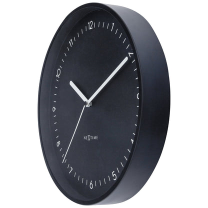 NeXtime Clocks Berlin wall clock, 30cm diameter, silent aluminium design, showing the right side of the clock face.