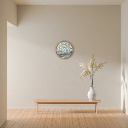 Groene houten wandklok van 40cm met stille uurwerk, model Concord van NeXtime Clocks, geschikt voor interieurdecoratie