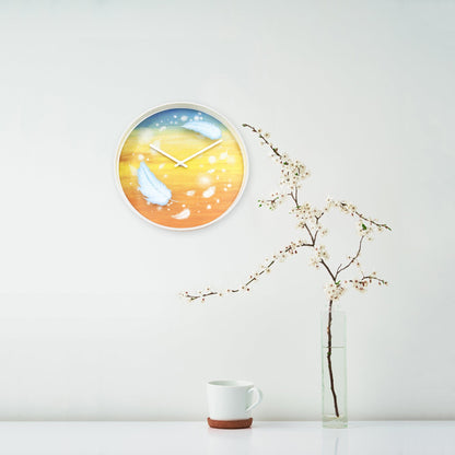 Wall clock 30cm - Silent - Multicolour - Plastic - "Feathers"