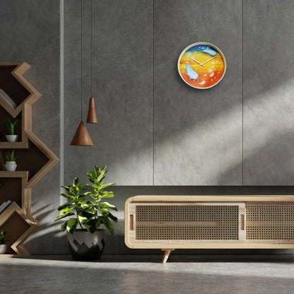 Wall clock 30cm - Silent - Multicolour - Plastic - "Feathers"