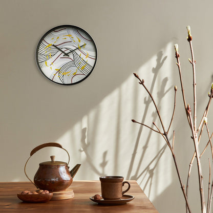 Grey NeXtime Clocks wall clock, 30cm silent plastic clock featuring a Koi fish design, suitable for modern home decor.