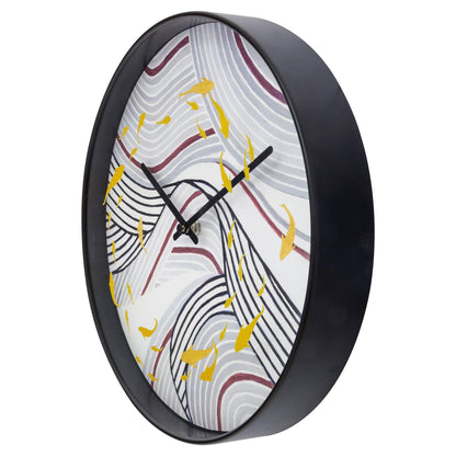 Grey NeXtime Koi wall clock, 30cm silent plastic clock with koi fish design, showing the right side of the clock face.