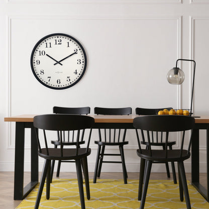 Black and white NeXtime Dickens large wall clock, 50cm with silent movement, plastic frame, stylish modern design.
