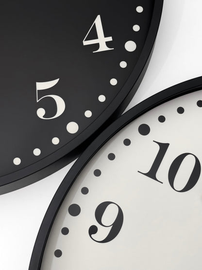 NeXtime Dickens Large wall clock, 50cm, silent operation, black and white plastic design, modern decorative timepiece
