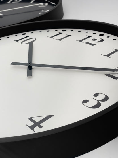 Black and white NeXtime Dickens Large wall clock, 50cm, silent plastic design with bold numerals and classic style.