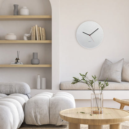 White and green NeXtime Mousse wall clock, 40cm, silent movement, made of polyresin with a modern design.