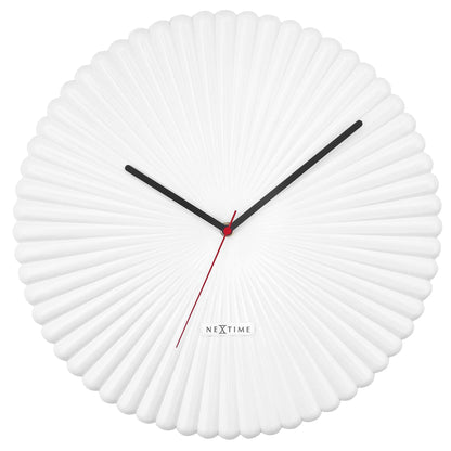 NeXtime Mousse wall clock, 40cm, white and green polyresin with silent movement, front view showing clock face and design.