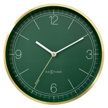 NeXtime Bolero wandklok van 25cm met stille werking, turquoise, wit en zwart metalen ontwerp, modern en stijlvol in beeld.