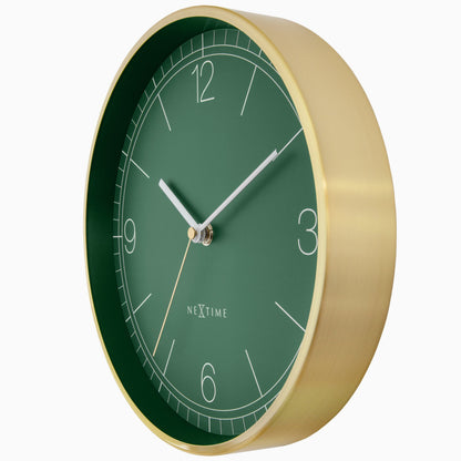 NeXtime Bolero wandklok van 25cm met turquoise, wit en zwart metalen wijzerplaat, stille klok voor muurdecoratie