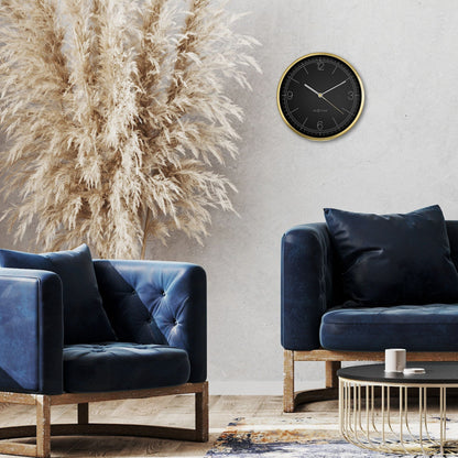 NeXtime Bolero wandklok van 25cm, turquoise, wit en zwart, metalen frame, stille werking, modern design.