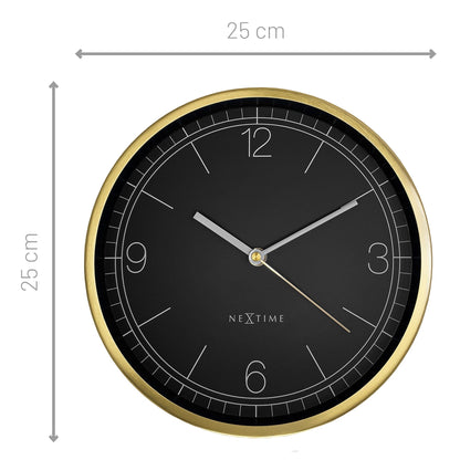 NeXtime Bolero wandklok van 25 cm, turquoise, wit en zwart, metalen design met stille uurwerk.