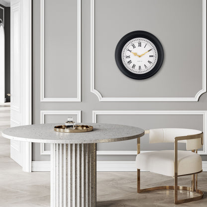 NeXtime Chopin wall clock, 40cm, black and grey plastic, silent mechanism, modern design for home or office decor.