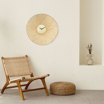 NeXtime Vortex wall clock, 60cm, silent operation, brown and black bamboo design, modern decorative timepiece.