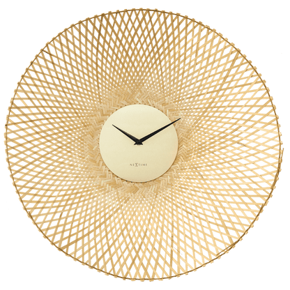NeXtime Vortex wall clock, 60cm, silent movement, brown and black bamboo design, modern home decor clock.