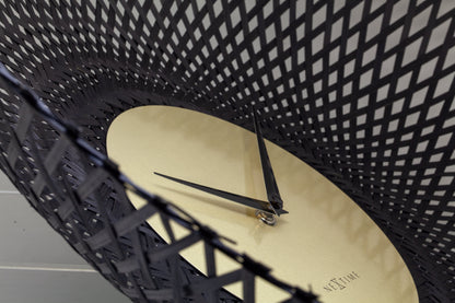 NeXtime Vortex wall clock, 60cm diameter, silent movement, brown and black bamboo design, modern decorative timepiece