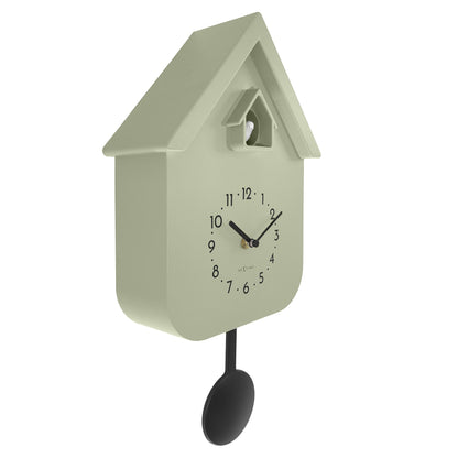 NeXtime Twitter wall clock with pendulum, 21.5x41.5x8.5cm, featuring a cuckoo design and left-side view.