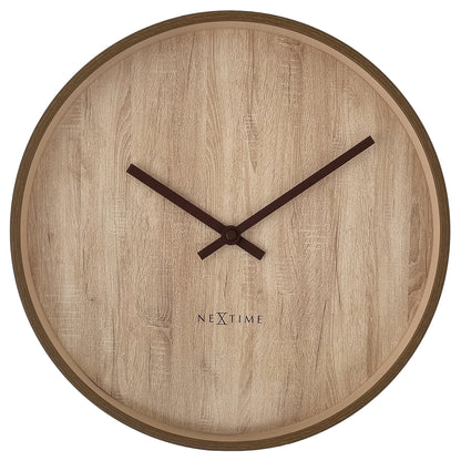 NeXtime Oslo wall clock, 30cm, silent movement, dark and light brown plastic, modern design for home or office decor.