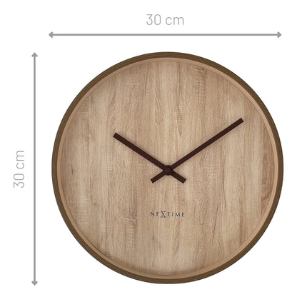 NeXtime Oslo wall clock, 30cm, silent operation, dark and light brown plastic design, modern home decor timepiece