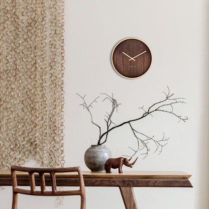 NeXtime Oslo wall clock, 30cm silent clock with dark and light brown plastic frame, modern design for home or office.