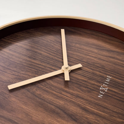 NeXtime Oslo wall clock, 30cm dark and light brown plastic design, silent mechanism, decorative timepiece for wall decor